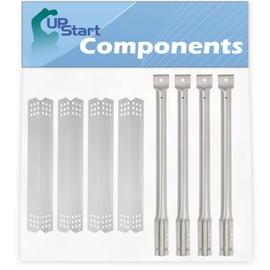 4-Pack BBQ Grill Heat Shield Plate Tent & Tube Burner Replacement Parts for Nexgrill 720-0826 - Compatible Barbeque Stainless Steel Flame Tamer, Guard, Deflector, Flavorizer Bar 16 1/8" & Pipe Burners