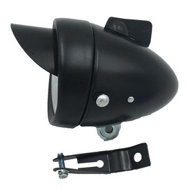 SYCOOVEN Bicycle LED Headlight, Front Bike Light, Black, Metal Shell, Retro Fog Style, Night Riding, 160 Visual Angle, 1 LED, 3 AAA Batteries (Not Included)