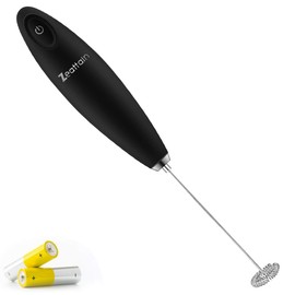 Zeattain Milk Frother Handheld, Mini Electric Coffee Frother, Ideal Milk Foam Maker, Low Noise Drink Mixer for Coffee, Latte, Cappuccino, Hot Chocolate, Egg Whisks, Including Battery (Black)