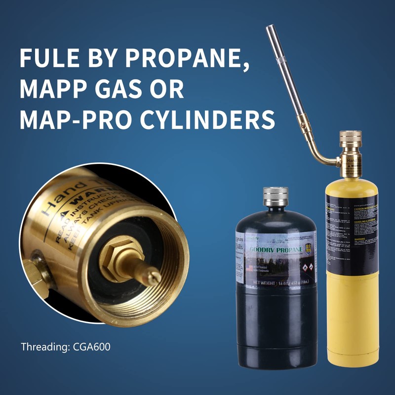 TAUSOM Propane Mapp Gas Torch Head 360° Rotatable Nozzle, Plumbing