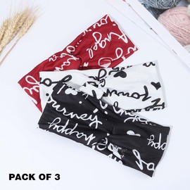 Fashband Boho Headband Cross Elastic Hair Bands Flower Yoga Turban Hair Accessories for Women and Girls (Pack of 3)