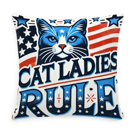 CafePress Cat Ladies Rule Square Pillow, Decorative Accent Pillow Woven