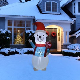 LED Lighted Inflatable Polar Bear Outdoor Christmas Decoration- 8'