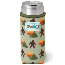 Swig Life Skinny Can Coolie, 12oz Slim Can Holder, Neoprene Insulated Can Cooler with Pocket, Can Covers for Tall Beer Bottles, Beach Accessories for Women (Wild Thing)