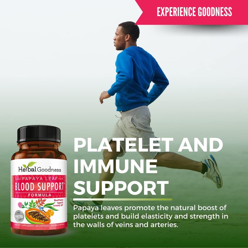 Herbal Goodness Papaya Leaf Blood Support Capsules - Platelet &