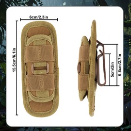 BOXOB 2pcs Tactical Flashlight Holster, Outdoor Multi-Functional Pouch Flash Light Holder Torch Case with 360° Rotatable Clip Duty Belt Molle Accessories for Police & Outdoor Activities (Khaki)