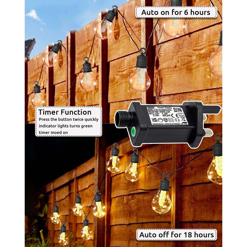 Dekofun Transformer for Christmas Lights 6W 31V Transformer Plug, 9