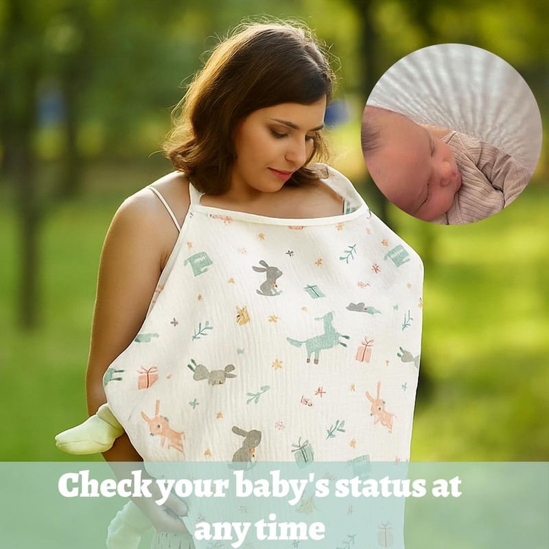 Breastfeeding Cover Muslin Nursing Cover Double Layer Mesh White