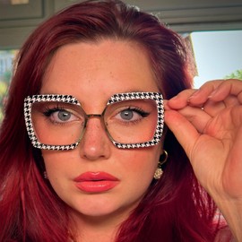 Zeelool Blue Light Blocking Glasses for Women, Square Metal Glasses Frame Eyeglasses with Non-prescription Clear Lenses Anti Eyestrain & UV from Computer/TV/Phone ZJGM150137-01B