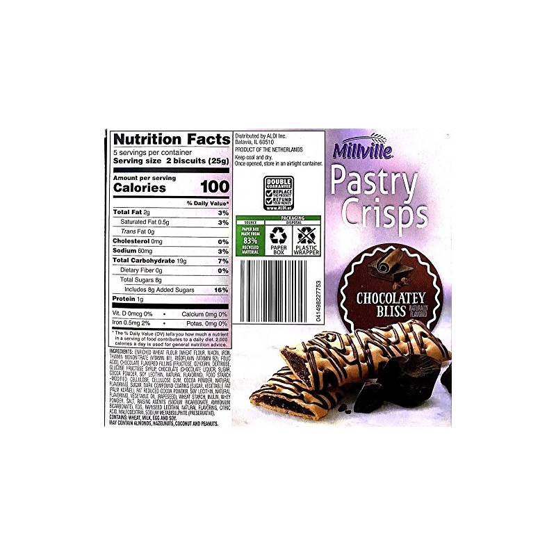 Millville Pastry Crisp Naturally Flavor (10 Bars) (Chocolatey Bliss)