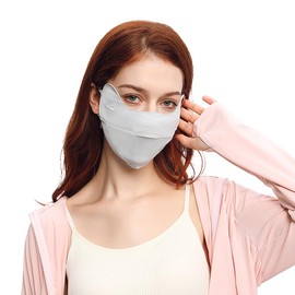 OH! ANY TIME ANY WEAR Anti-UV Face Cover UPF 50+ Protective Breathable Open Washable Reusable Sun Protection Facemask Light Grey