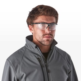 Riley Flux Safety Glasses Ultra-Lightweight Protective Work Eyewear with Soft Nose Bridge (Clear Lens)