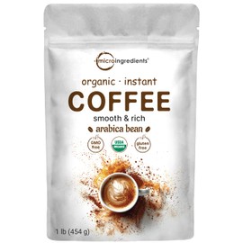 Organic Instant Coffee, 1lb Powder | Premium Arabica Coffee Beans Source | Medium to Dark Roast | Natural Fresh Flavor | Smooth & Rich | Non-GMO, Gluten Free