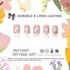 Flower Press on Nails Short Square MABKJLF Nude Pink Fake