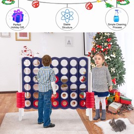 COSTWAY Jumbo 4-to-Score Giant Game Set, 4 in A Row for Kids and Adults, 3.5FT Tall Indoor & Outdoor Game Set with 42 Jumbo Rings & Quick-Release Slider, Perfect for Holiday Party & Family Game