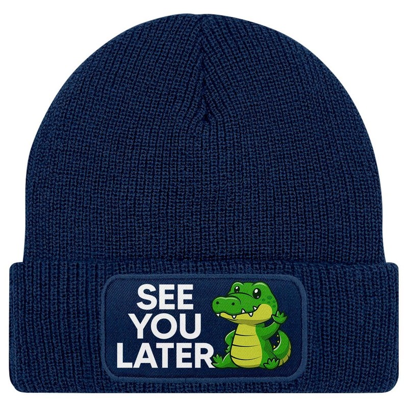 MoonWorks® Men's Beanie with Patch Knitted Hat Saying See You
