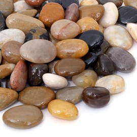 Calofulston 15LB River Rocks for Plants, Decorative Polished Stones for Garden Landscaping, Planters, Indoor and Outdoor Decor, Mixed Color, 1-1 3/4 Inch