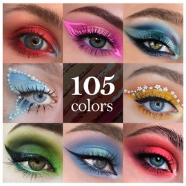 105 Colors Eyeshadow Palette with 5Pcs Brushes Makeup Set,Professional Makeup Smokey Nude Matte Eyeshadow Palette,Colorful and Long Lasting Powder Eye Shadow Palette Makeup Gift Set