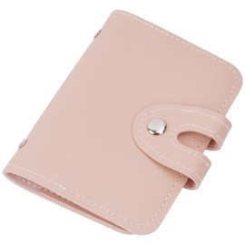 Wisebom Credit Card Holders for Men Women Soft PU Leather Compact Credit Debit Card Holder Wallet ID Card Organiser Business Card Case Purse with 24 Durable Plastic Insert Sleeves (Pink)
