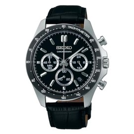 Seiko Selection SBTR021 Men's Chronograph Wristwatch, Black, Round