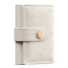 Vulkitty Small Wallet for Women, Trifold Cute Ladies Leather Wallet with ID Window, RFID Blocking Security Wallet for Women, White, cute