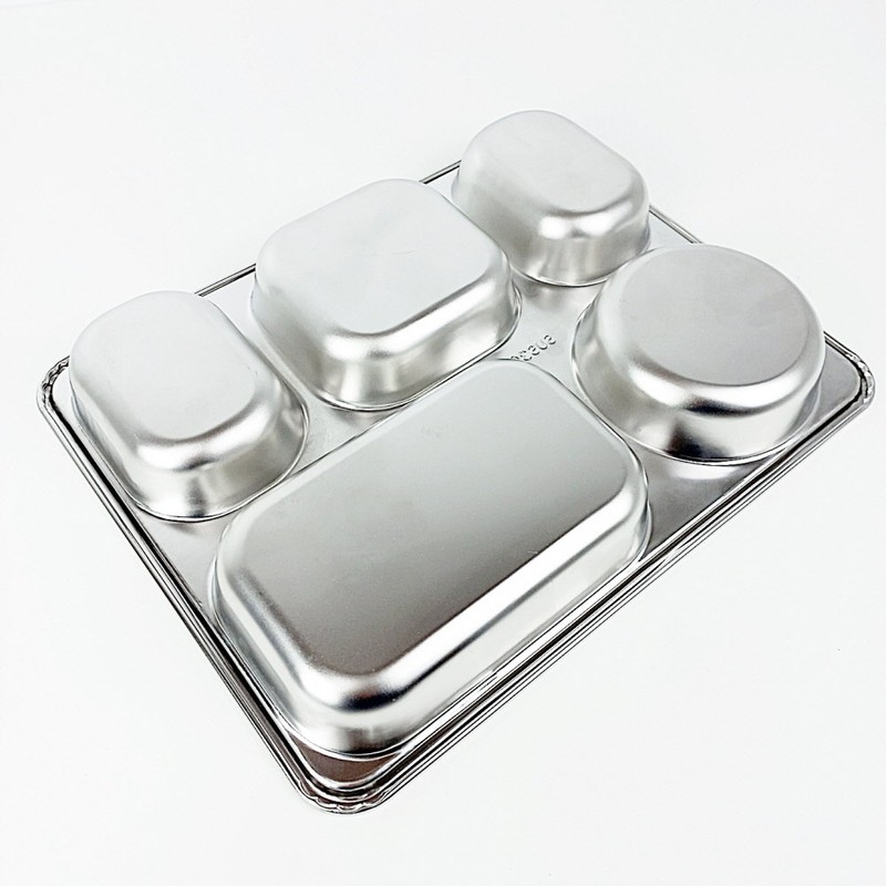304 stainless steel 5-piece lid adult food plate / 304