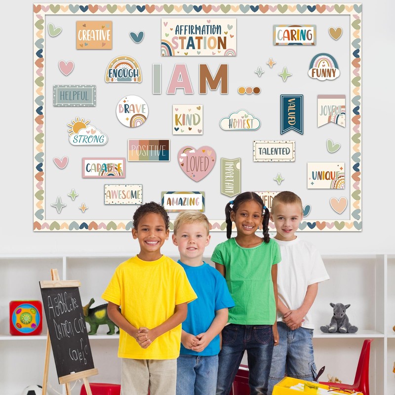 BOHO Affirmation Station Bulletin Board Set Motivational Posters for Classroom