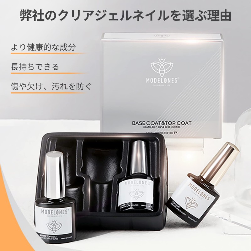 Modelones Gel Nail Top Coat, Matte Top Coat, Base Coat,