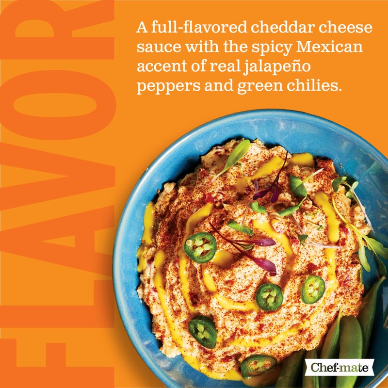 Chef-mate Que Bueno Spicy Nacho Cheese Sauce, Jalapeno Queso, Canned