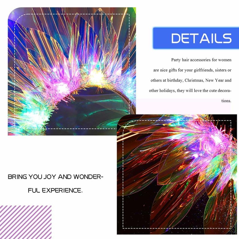 JEAIRTS Light Up Headband Led Crown Headbands Glow Rave Headpiece