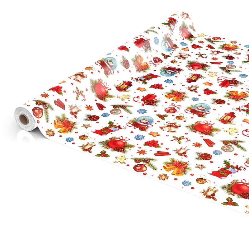 ANRO Oilcloth Tablecloth Oilcloth Tablecloth Christmas Baubles Festival Celebration Round