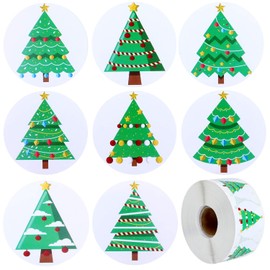 500 Pieces Christmas Tree Roll Stickers Christmas Holiday Stickers for Xmas Decorations, DIY Craft, Scrapbooking