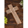 NIRMAN NIRMAN Mango Wood Religious Catholic Cross Wall Hanging Floral