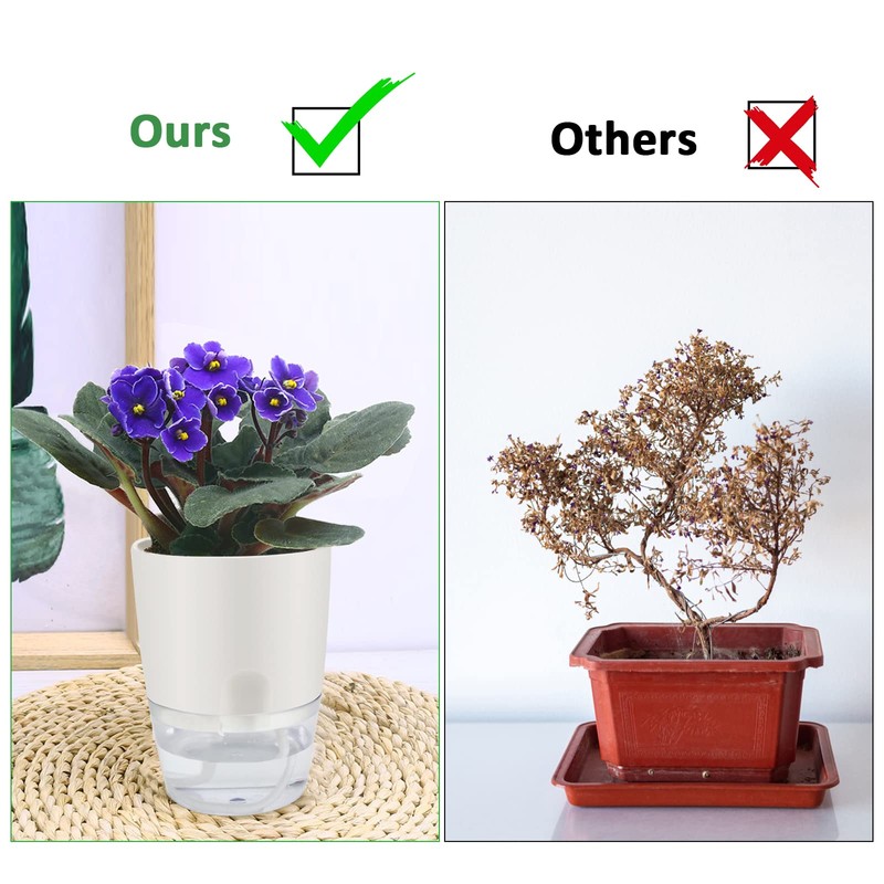 ShineMe Self Watering Pots, 5 Pack Self Watering Planters for