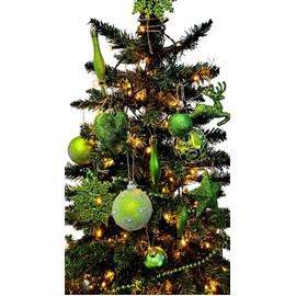 Simply Products Pack of 6-10cm Glitter Hanging Decoration, Snowflakes Christmas Tree Decorations (Lime)