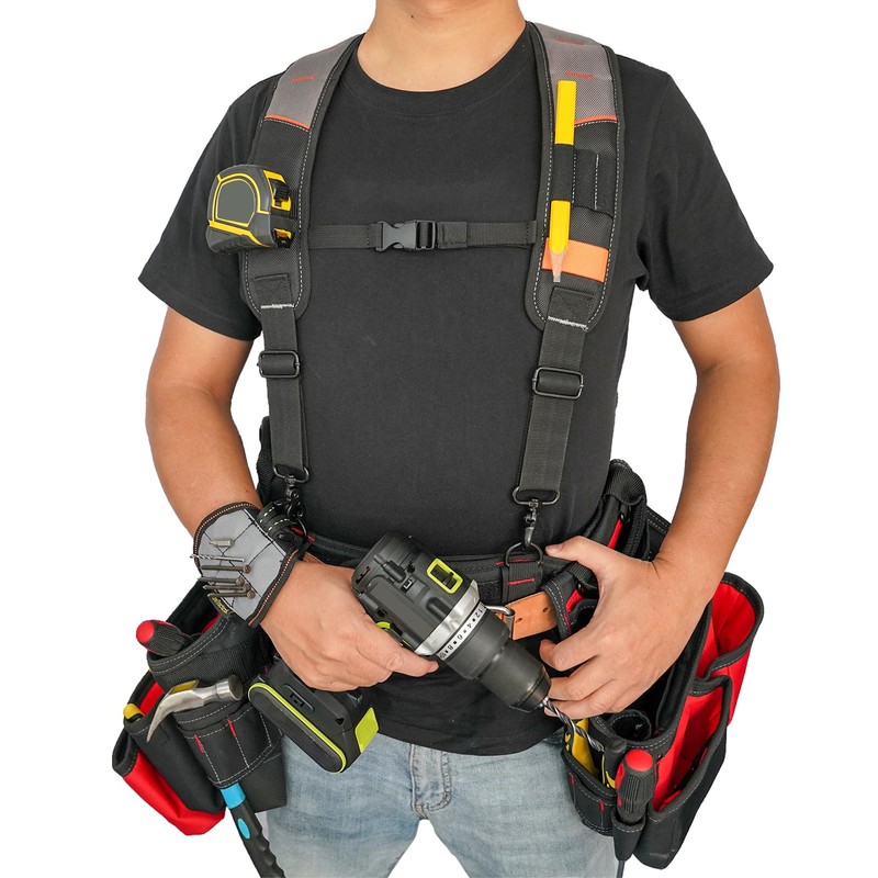 KUNN Tool Belt Suspender with Magnetic Wristband for Framer Carpenter