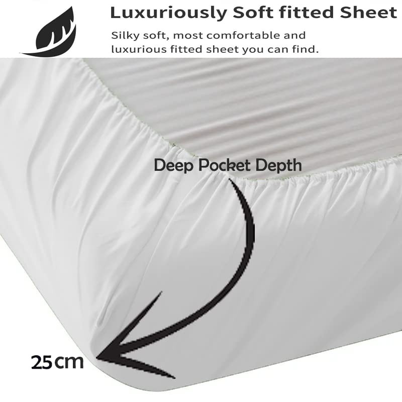 White Double fitted sheet Non-iron, Soft, Plain 200TC polycotton bottom