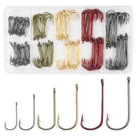 150pcs Aberdeen Long Shank Fishing Hook, Crappie Panfish Sunfish Small Bass Trout Hooks for Freshwater Fishing Size #8#6#4#2#1 1/0