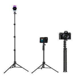 6.3ft Adjustable Tripod Stand for gimbals,phones,cameras, Extendable Height with Phone Holder
