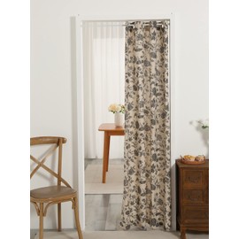 F-CHU Closet Curtains for Bedroom Closet Door,Rough Linen Curtain for Doorways Privacy, Accordion Doors Room Divider Curtains,1 Panel 47x79 inch (NOT Include Rome Bar, Telescopic Rod) Black Flower