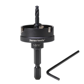 Jerax tools Tungsten Carbide Tipped Quick Change Hole Cutter, 1-5/16 inch TCT Hole Saw, Oxided Coating with 5mm Hole Depth Heavy Duty, for Stainless Steel, Mild Steel, Iron, Copper, Brass, Plastic