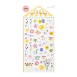 The Stationery Manor! Midori Sticker Marché Pressed FLOWERS Washi Tape Stickers | 2453