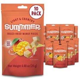 Freeze-Dried Fruit Mango Chips, 10 Pack Single-Serve Pack, No Added Sugar, 100% Natural Freeze Dried Snacks (8.8 Oz)