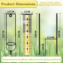 Rose Manor Rain Gauge, 3Segment Adjustable Height Outdoor Freeze-Proof Rain Gauge,Large Capacity (7) Upgraded Digital Rain Guage Best Rated for Garden, Deck,Lawn, Patio,Farm Large Display Yellow Scale