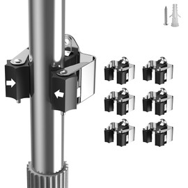 GARLWOLEX Broom Holder Wall Mount – 6 Pack Broom Rack with Star Shaped Rubber Rollers & Nickel Plated Brackets for Strong Grip and Long Life – Ideal for Garden Tools Organization