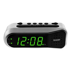 Sharp Digital Alarm Clock - Ascending Alarm Begins Faintly and Grows Increasing Louder, Gentle Wake Up Experience, Dual Alarm - Battery Back-up, Easy to Use with Simple Operation (Brushed Silver)