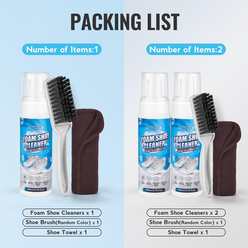 LANBEIDE Shoe Cleaner, Shoe Cleaning Kit-6.76 Oz Sneaker Cleaner with