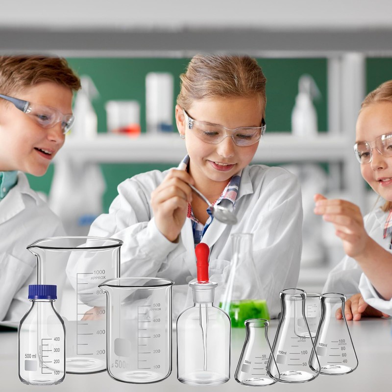 Saysurey 31 Pcs Lab Glassware Set Include Measuring Beakers Cylinders
