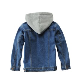 Mallimoda Kids Boys Girls Hooded Denim Jacket Zipper Coat Outerwear Style 9 Denim 7-8 Years