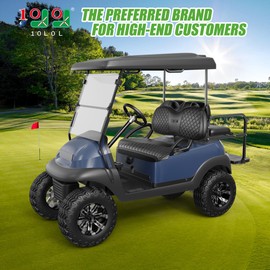 10L0L Golf Cart Seat Covers for Club Car Precedent,Diamond Pattern,Vinyl Leather with Adjustable Straps and Retractable Buckle, No Stapler Needed